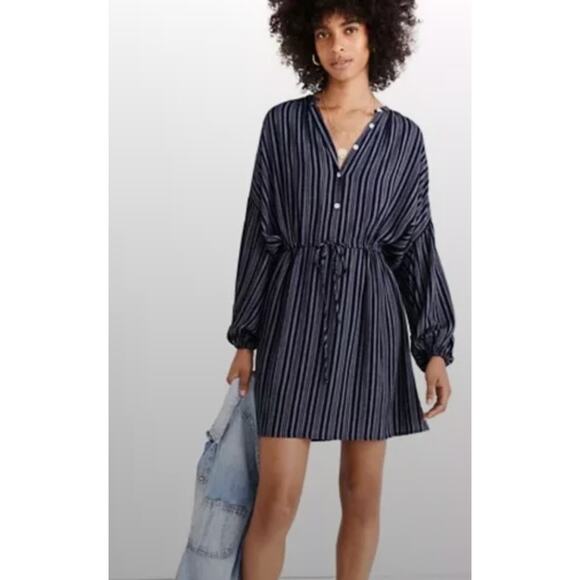 Madewell x Christy Dawn Striped Bonnie Mini Dress in Blue Size Small - Picture 1 of 11